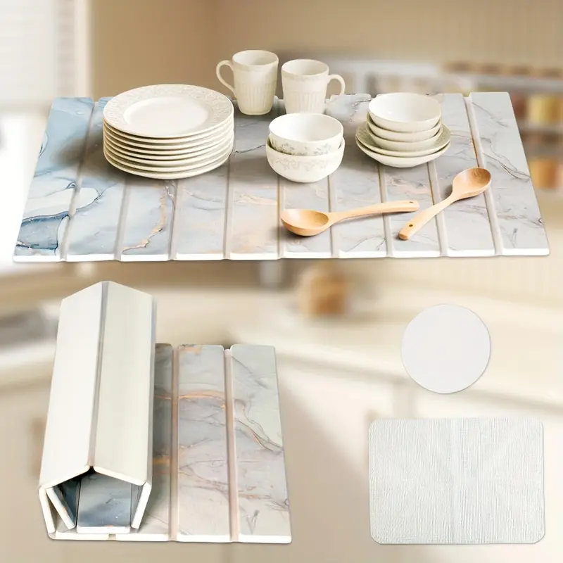 Diatomaceous Earth Cutlery Drying Mat, Absorbent Stone Drying Mat For Kitchen Counter,