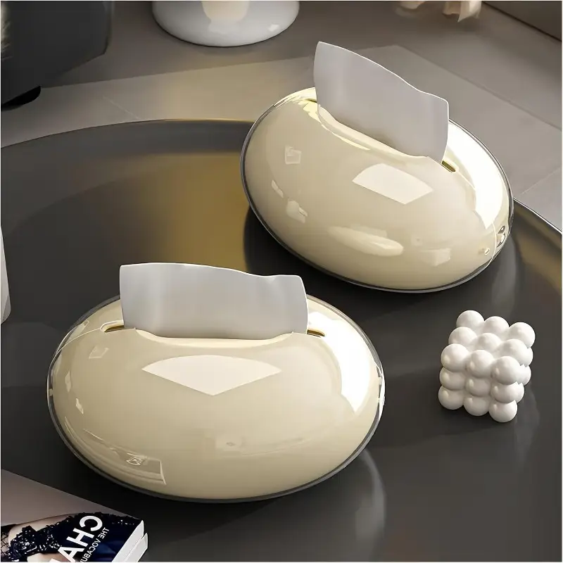 1pc/2pcs/4pcs/8pcs Tissue Box Cover Beige, Sleek Round Design, Decorative Luxury Tissue Holder for Bathroom, Toilet, Bedroom, Living Room, Table Desk, Office