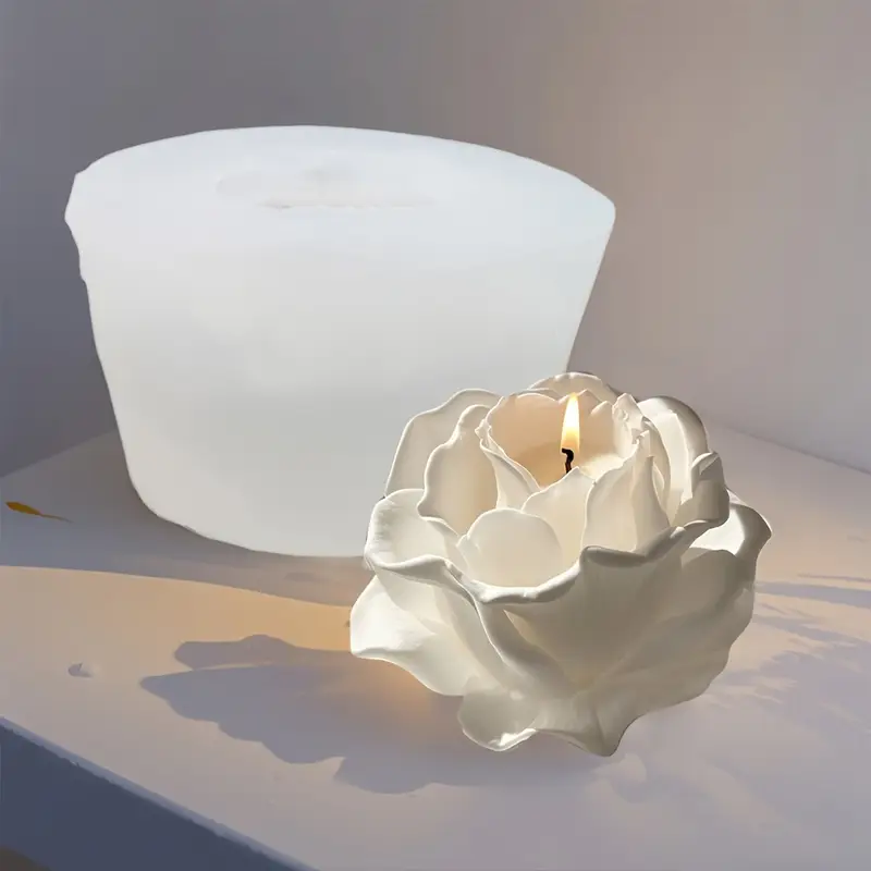1pc 3D Elegant Silicone Flower Candle Mould | Resin Casting Molds For DIY Making Candles, Soap, Resin, Clay, Home Decoration,