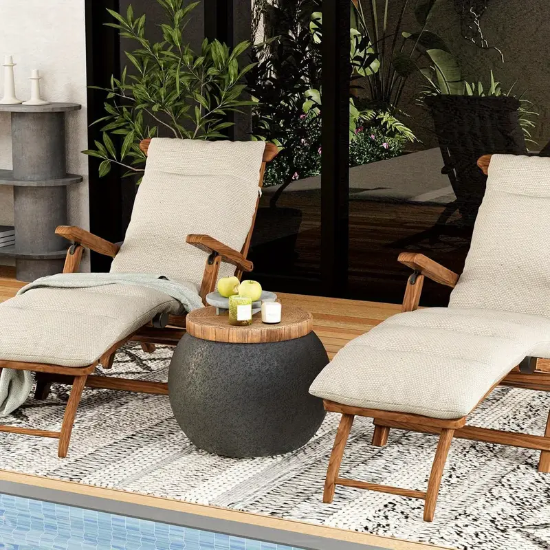 17 "Outdoor Side Table, Patio Footstool, Garden Decorated Concrete Plant Station, Living Room Bedroom Side Table, Autumn and Winter Indoor-outdoor Stove Coffee Table.